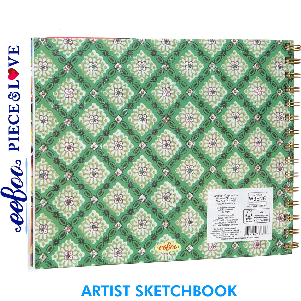 Mushroom Hardcover Artist Sketchbook - 80pg | eeBoo | SKL334