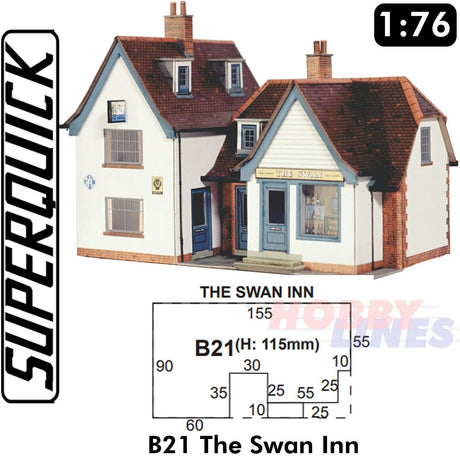 Pub SWANN INN 1:72 Scale OO HO Gauge Railways Building Series B B21 SuperQuick