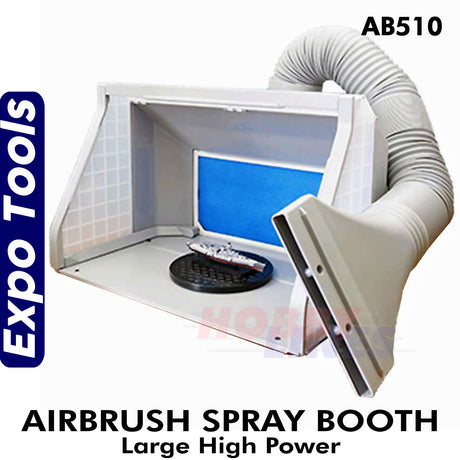 Airbrush SPRAY BOOTH High Power Large Portable w. Built in LED Light Expo AB510