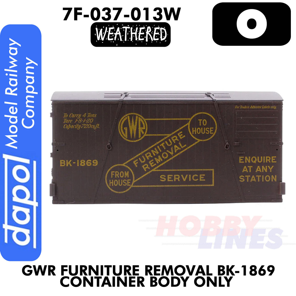 Container GWR BK-1869 Furniture Removal Container - Body only - Weathered | Dapol | 7F-030-012