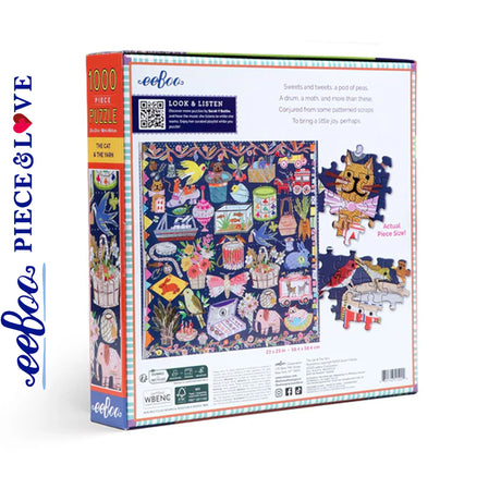 eeBoo THE CAT & THE YARN 1000 pc Square Jigsaw Puzzle Super Deluxe PZT120