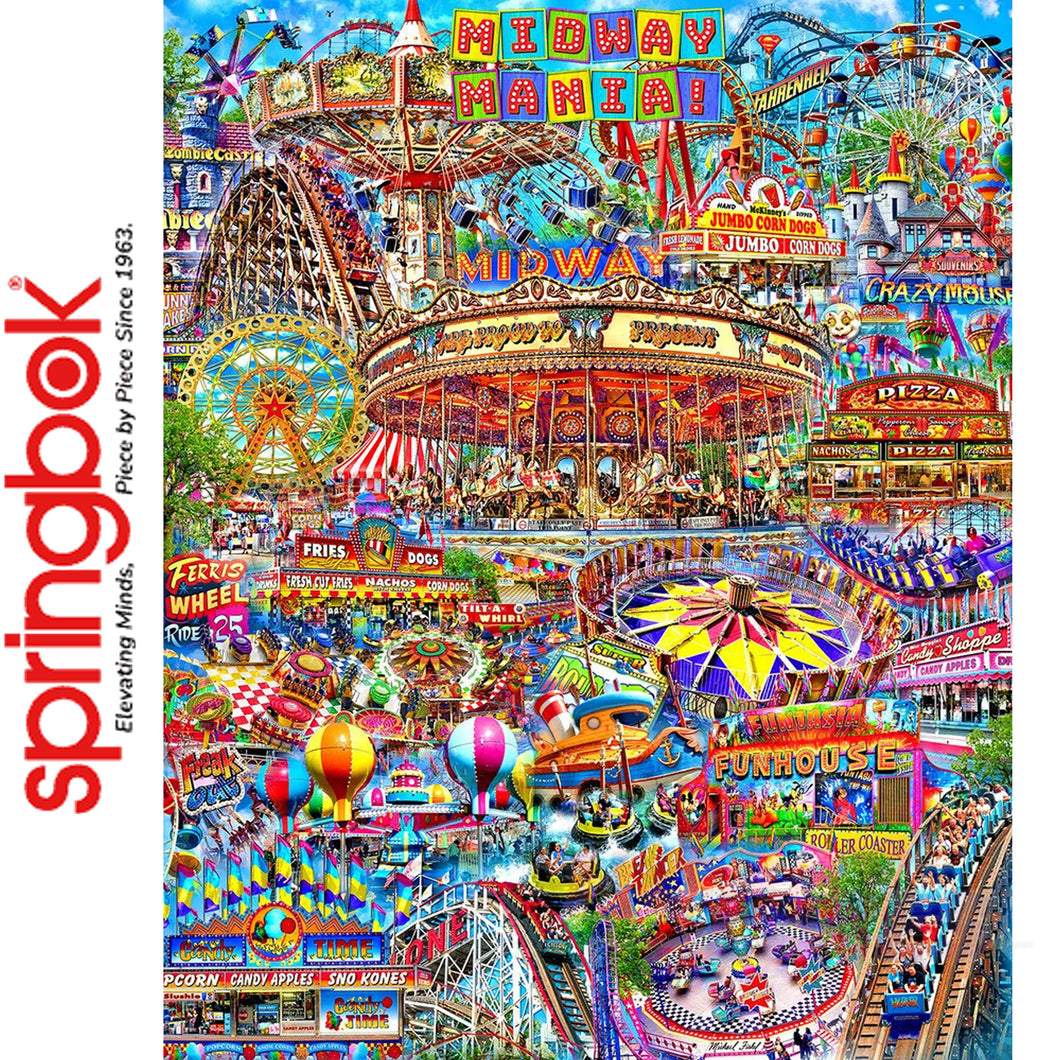 MIDWAY MANIA 1000 pc Funfair SPRINGBOK Jigsaw Puzzle Random Cut Super Deluxe