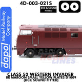 Class 52 Western Invader BR Maroon Small Yellow Panels D1009 - DCC Sound Fitted | Dapol | 4D-003-021S