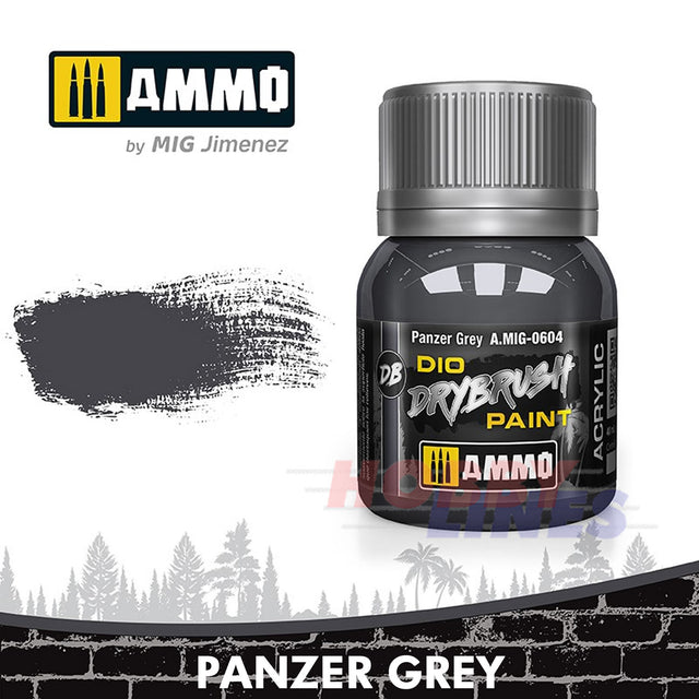 DIO Drybrush Paint - Panzer Grey 40ml | Ammo by Mig Jimenez | MIG0604