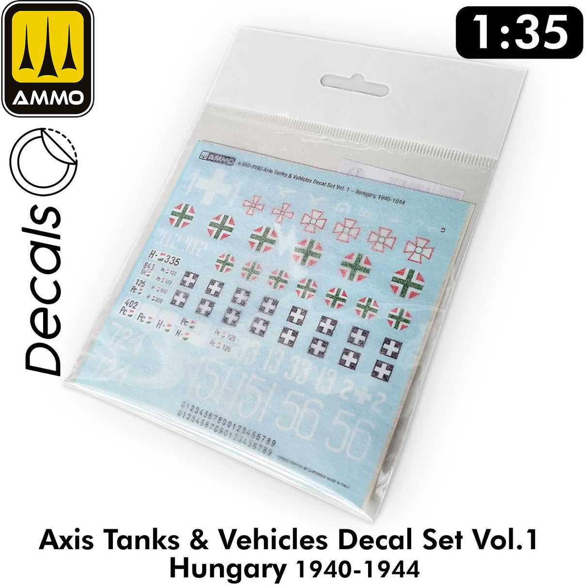 Axis Tanks & Vehicles DECAL SET Vol 1 - Hungary 1940-1944 Insignia | Ammo by Mig Jimenez 