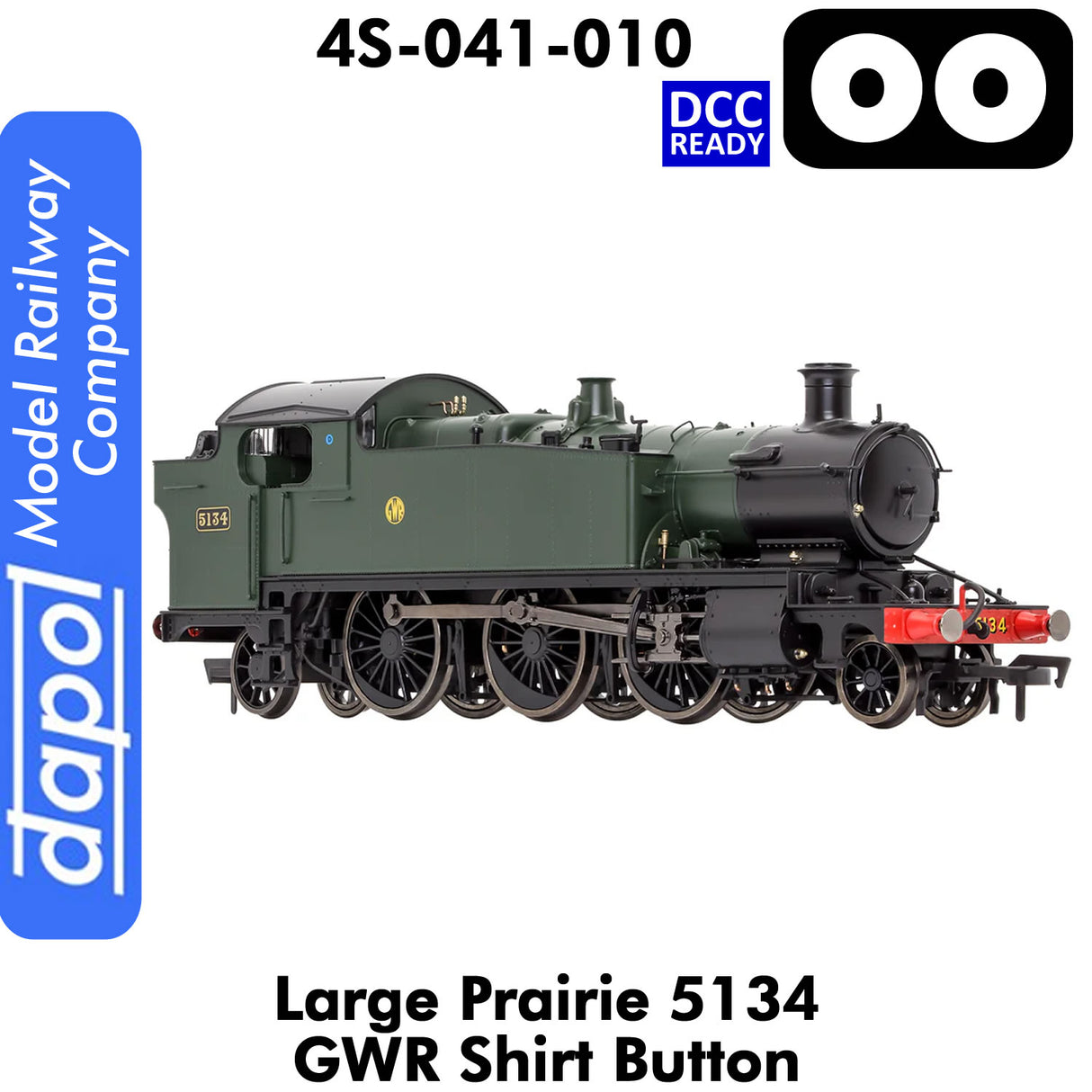 LARGE PRAIRIE 5134 GWR SHIRT BUTTON DCC Ready Steam Locomotive | Dapol | 4S-041-010