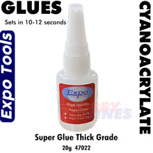 Load image into Gallery viewer, Cyano Super Glue 20g THICK 10-12 seconds Cyanoacrylate Bottle Expo Tools 47022
