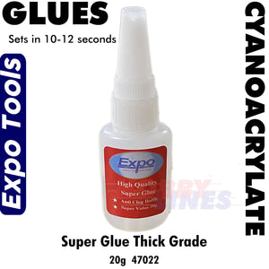 Cyano Super Glue 20g THICK 10-12 seconds Cyanoacrylate Bottle Expo Tools 47022