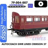 Autocoach GWR Lined Crimson 37 Coach- DCC & Lightbar Ready | Dapol | 7P-004-007
