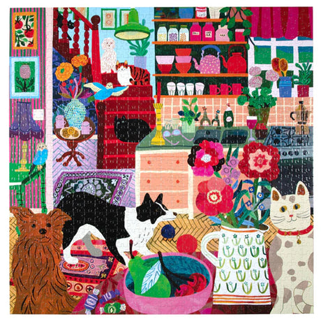 eeBoo PETS IN THE KITCHEN 1000 pc Square Jigsaw Puzzle Super Deluxe PZT121