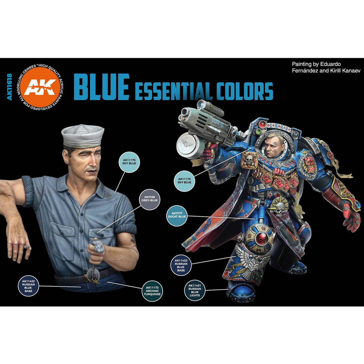 Blue Essential Colours - 3G Acrylic Paint x 6 | AK interactive | AK11618