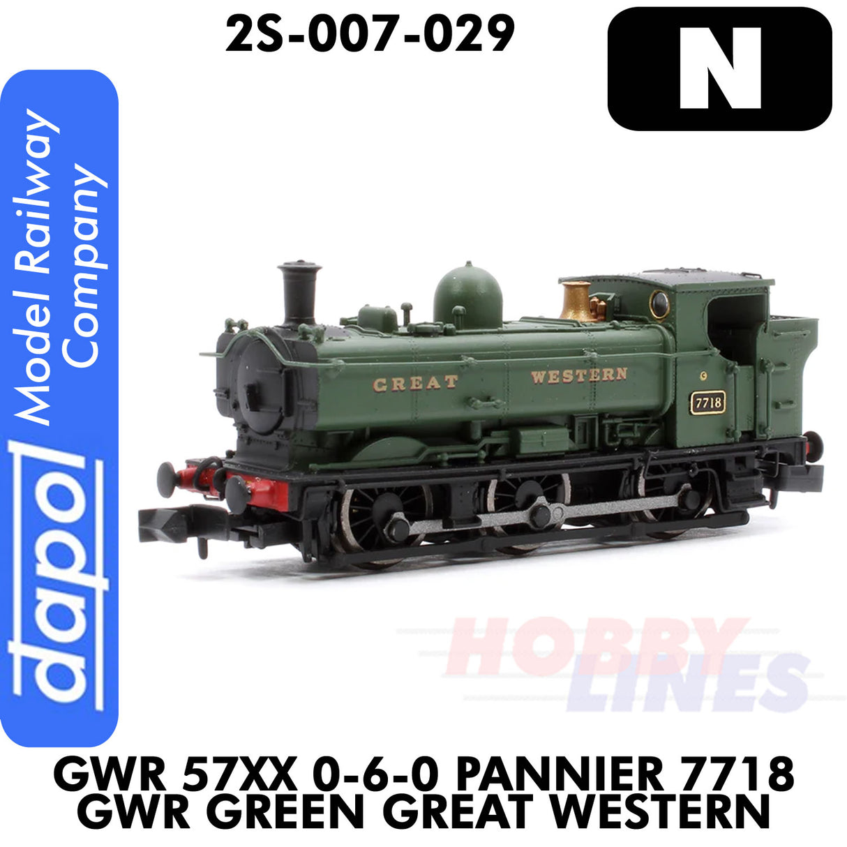 Great Western Railway - 57XX 0-6-0 Pannier 7718 Green Great Western - DCC Ready |  Dapol | 2S-007-029
