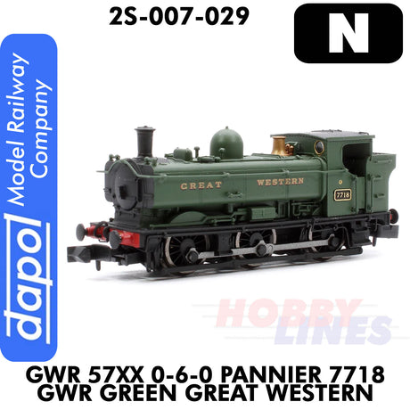 Great Western Railway - 57XX 0-6-0 Pannier 7718 Green Great Western - DCC Ready |  Dapol | 2S-007-029