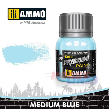 DIO Drybrush Paint - Medium Blue 40ml | Ammo by Mig Jimenez | MIG0614