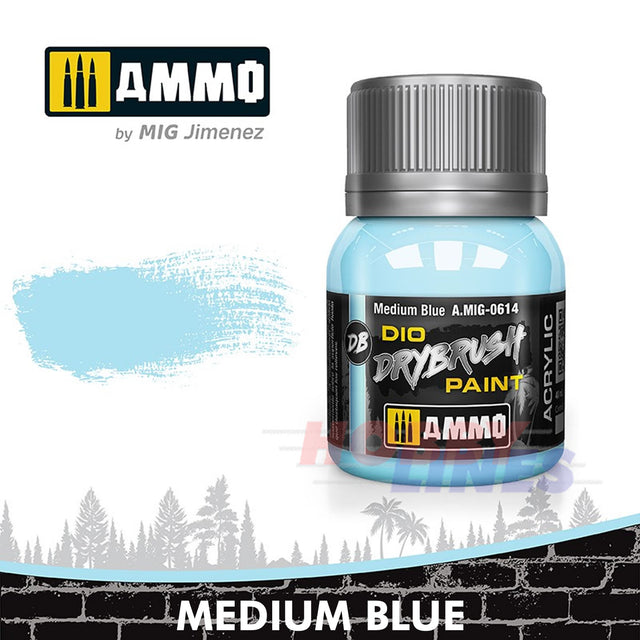 DIO Drybrush Paint - Medium Blue 40ml | Ammo by Mig Jimenez | MIG0614