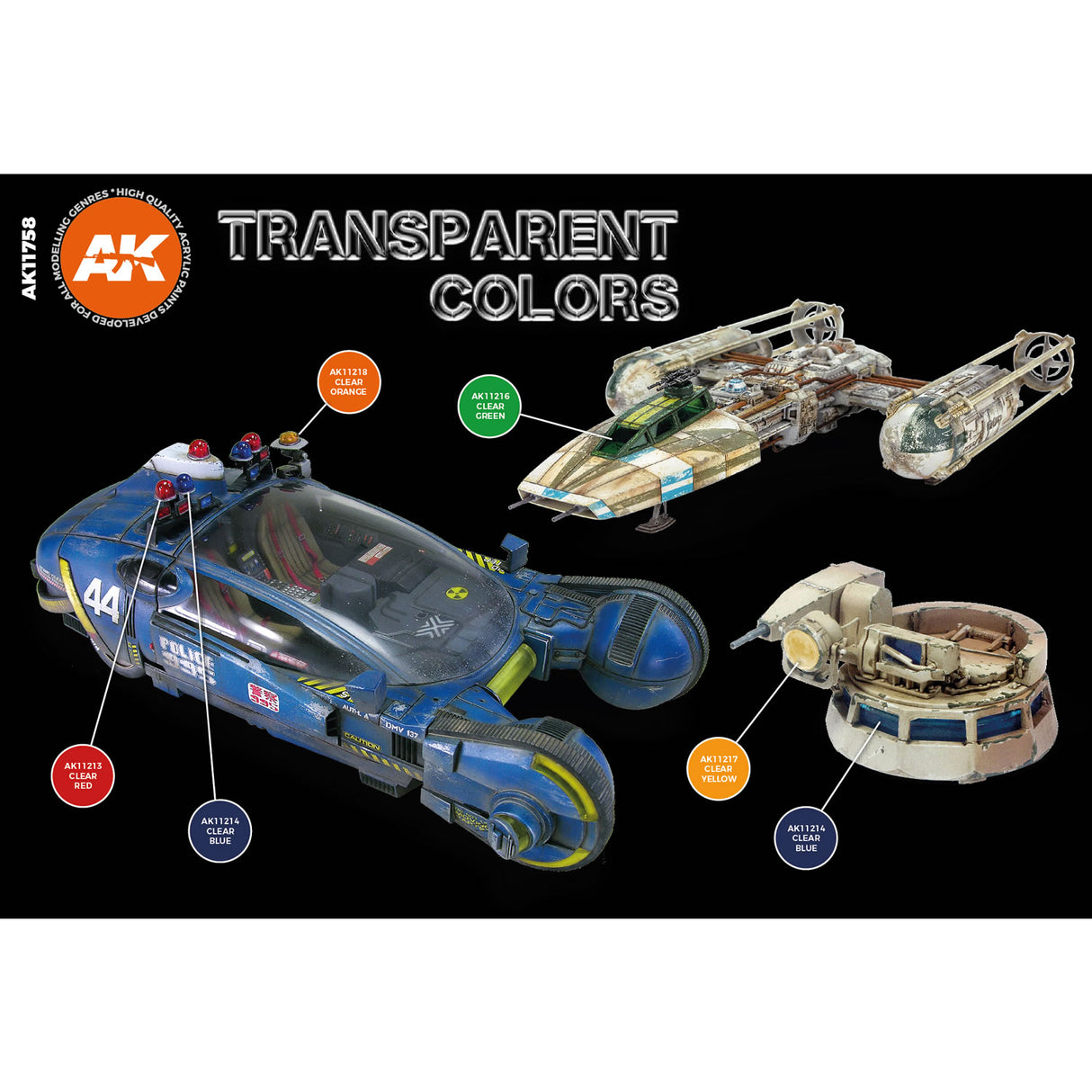 Transparent Colours - 3G Acrylic Paint x 6 | AK interactive | AK11758