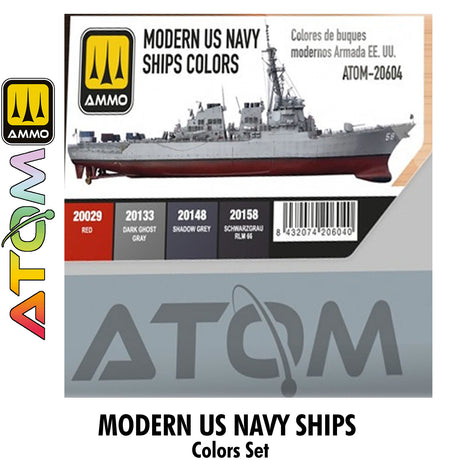 ATOM Modern US Navy Ships colors Set - 4 20ml Acrylic Paint |  Ammo by Mig Jimenez 