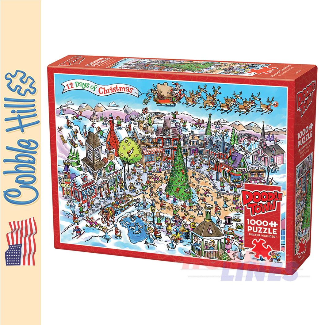 Doodle Town: 12 Days of Christmas Cobble Hill 1000 pc Jigsaw Puzzle 44508