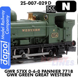 Great Western Railway - 57XX 0-6-0 Pannier 7718 Green Great Western - DCC Fitted | Dapol | 2S-007-029D