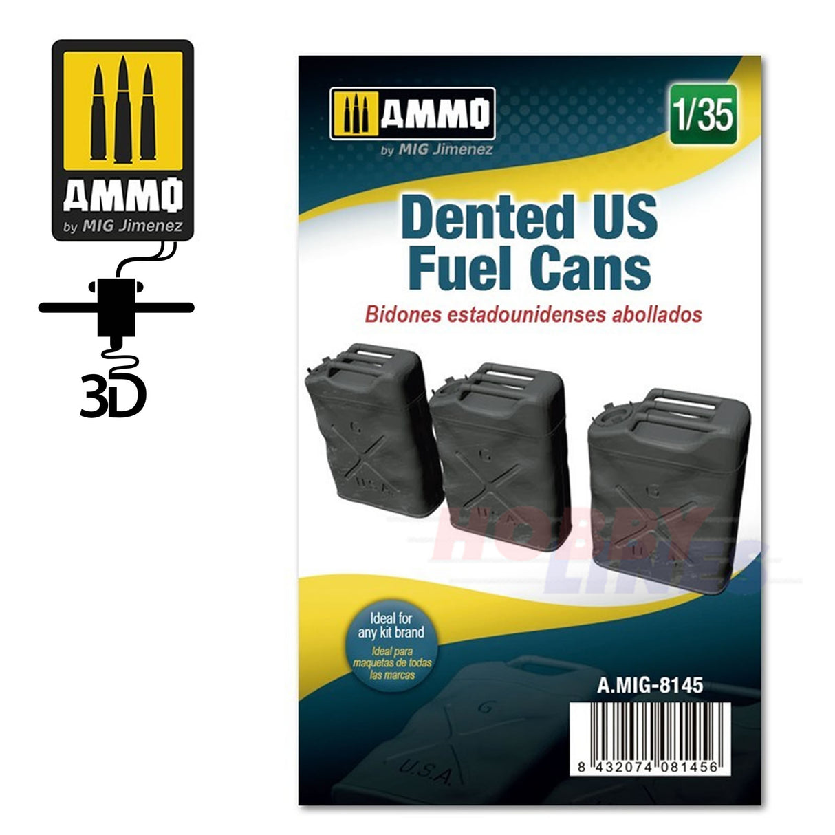 Dented US Fuel Cans 1:35  3D printed Ammo by Mig Jimenez MIG8145