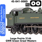 LARGE PRAIRIE 3146 GWR DCC Fitted Steam Locomotive | Dapol | 4S-041-008D
