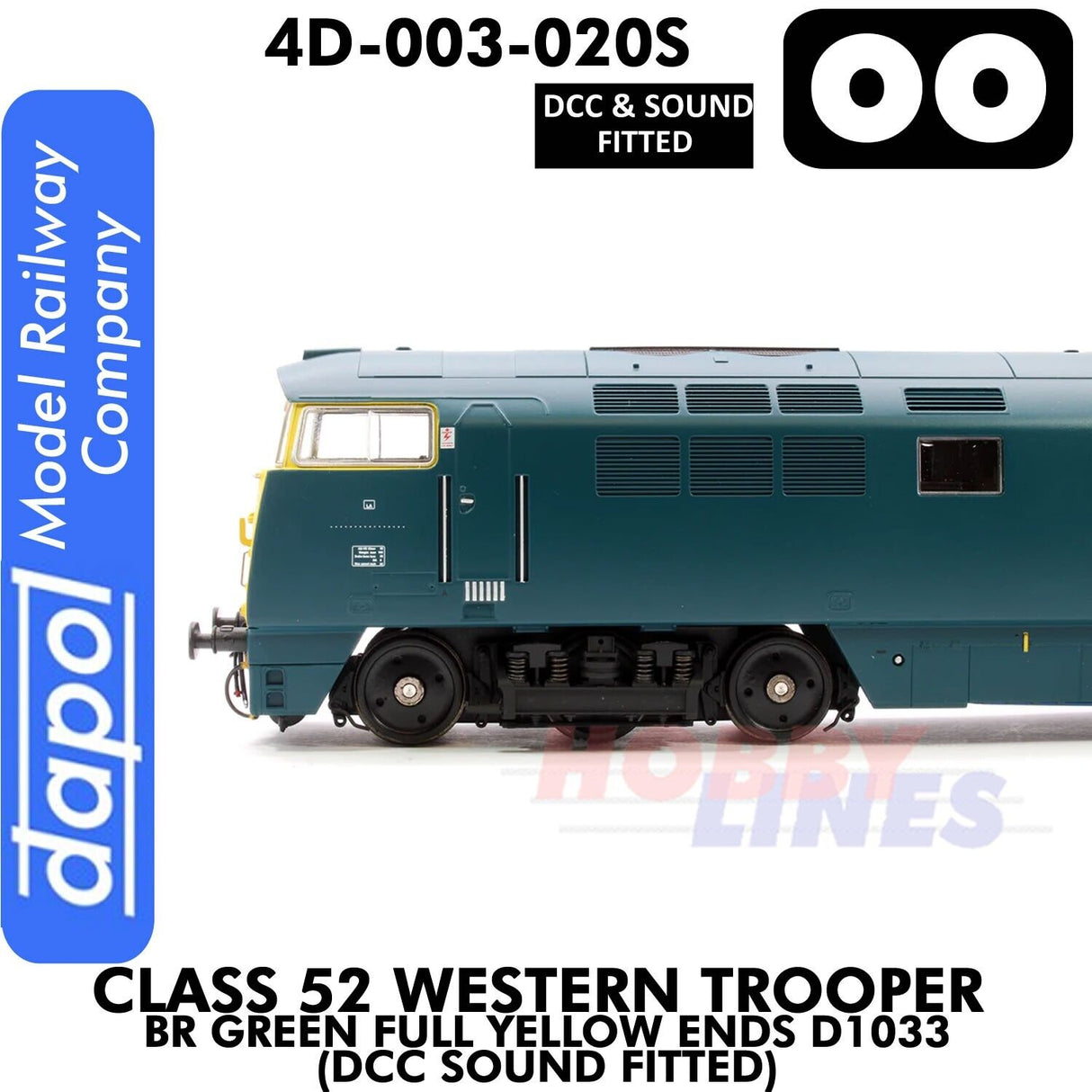 Class 52 Western Trooper - BR Green Full Yellow Ends D1033 - DCC & Sound Fitted | Dapol | 4D-003-020S