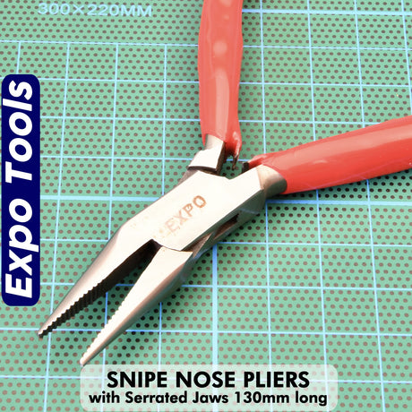 Expo Tools Pro Pliers SNIPE NOSE SERRATED JAWS double leaf spring 75559