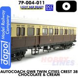 Autocoach GWR Twin Cities Crest 38 Chocolate & Cream Coach - DCC & Lightbar Ready | Dapol | 7P-004-011