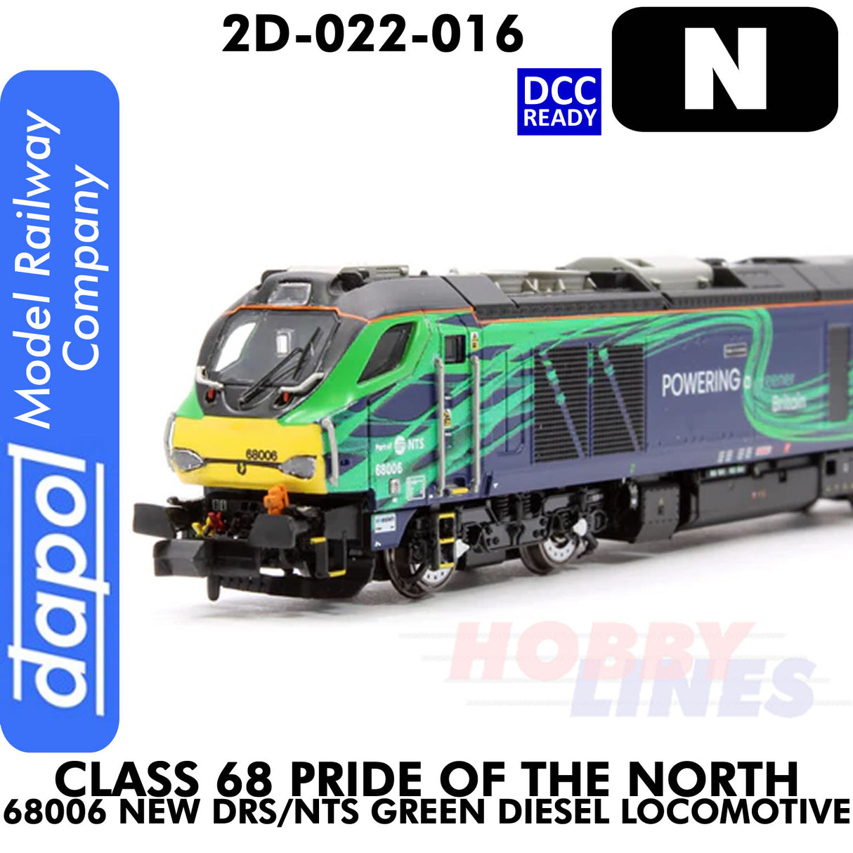 Class 68 Pride of the North  68006 New DRS/NTS Green Diesel - DCC ready | Dapol | 2D-022-016