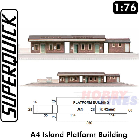 ISLAND PLATFORM BUILDING A4 1:72 OO HO Railway Building Series A A04 SuperQuick