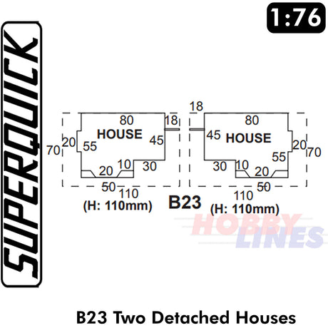 TWO DETACHED HOUSES 1:72 OO HO Gauge Railways Building Series B B23 SuperQuick