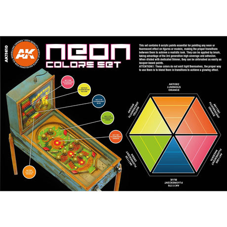 Neon Colours Set - 3G Acrylic Paint x 6  | AK interactive | AK11610