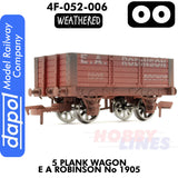 5 Plank Wagon E A Robinson No 1905 - Weathered  | Dapol | 4F-052-006