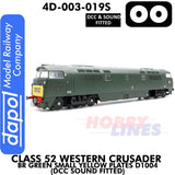 Class 52 Western Crusader -  BR Green Small Yellow Plates  D1004 - DCC & Sound Fitted | Dapol | 4D-003-019S