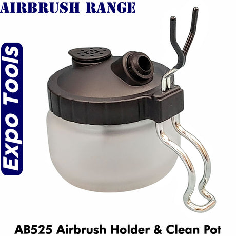 AIRBRUSH HOLDER and CLEANPOT Glass Cleaning jar with filters 