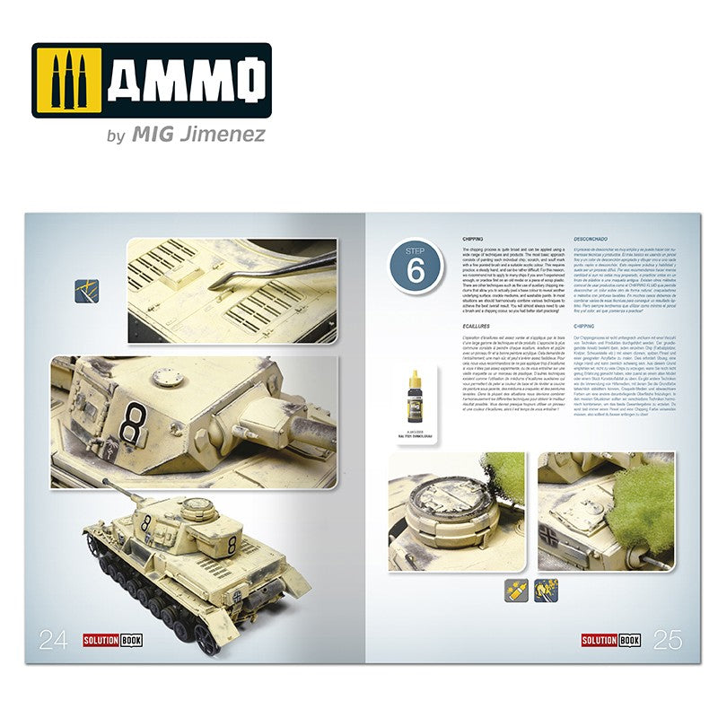 Solution Book 19 - How to Paint WWII German D.A.K.Vehicles (English, Castellano, Français, Deutsch) | Ammo by Mig Jimenez | MIG6602