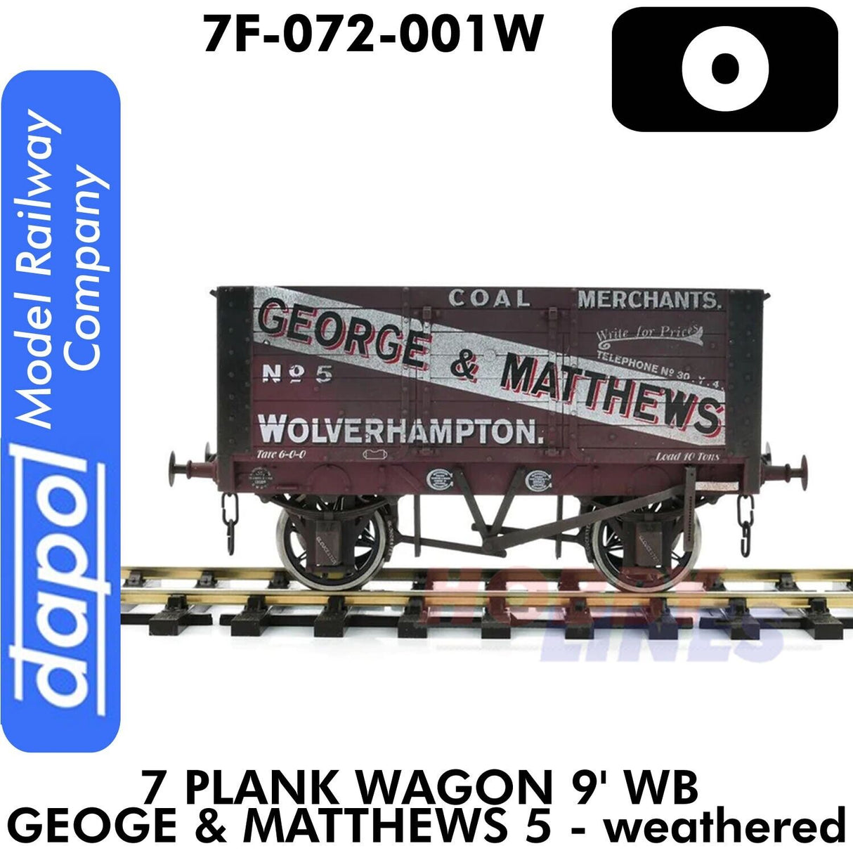 7 Plank Wagon 9' WB George & Matthews 5 - Weathered | Dapol | 7F-072-001W
