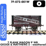 7 Plank Wagon 9' WB George & Matthews 5 - Weathered | Dapol | 7F-072-001W