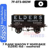7 Plank Wagon 9' Wheelbase Elders 466 - Weathered | Dapol | 7F-073-002W
