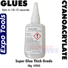 Load image into Gallery viewer, Cyano Super Glue 50g THICK 10-12 seconds Cyanoacrylate Bottle Expo Tools 47025
