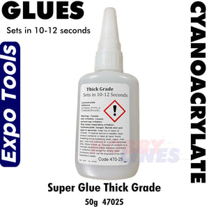 Cyano Super Glue 50g THICK 10-12 seconds Cyanoacrylate Bottle Expo Tools 47025