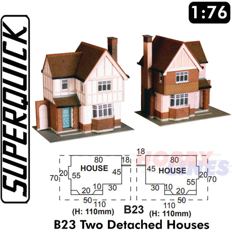 TWO DETACHED HOUSES 1:72 OO HO Gauge Railways Building Series B B23 SuperQuick
