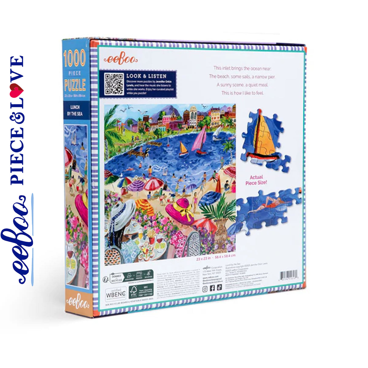 eeBoo LUNCH BY THE SEA 1000 pc Square Jigsaw Puzzle Super Deluxe PZT117