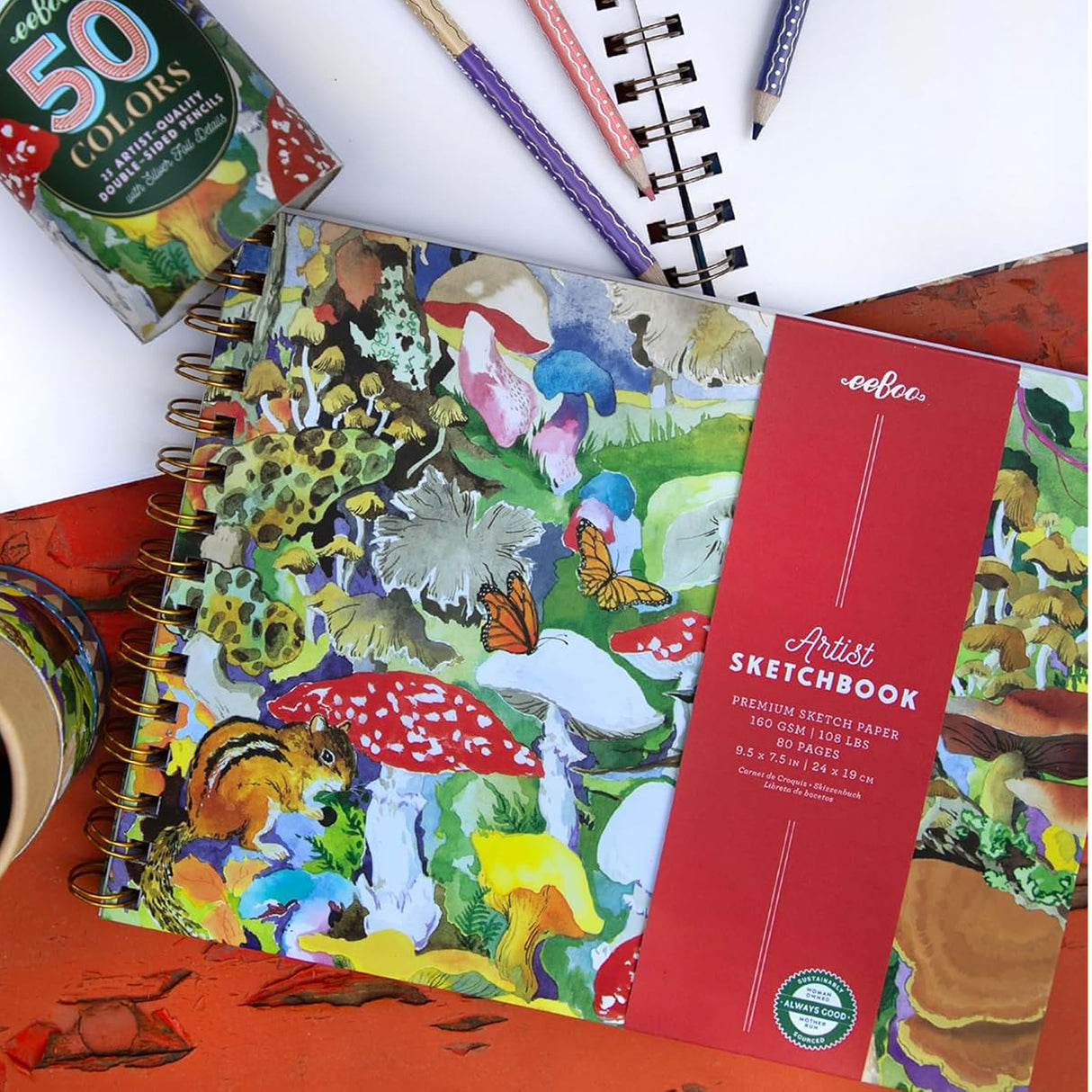 Mushroom Hardcover Artist Sketchbook - 80pg | eeBoo | SKL334
