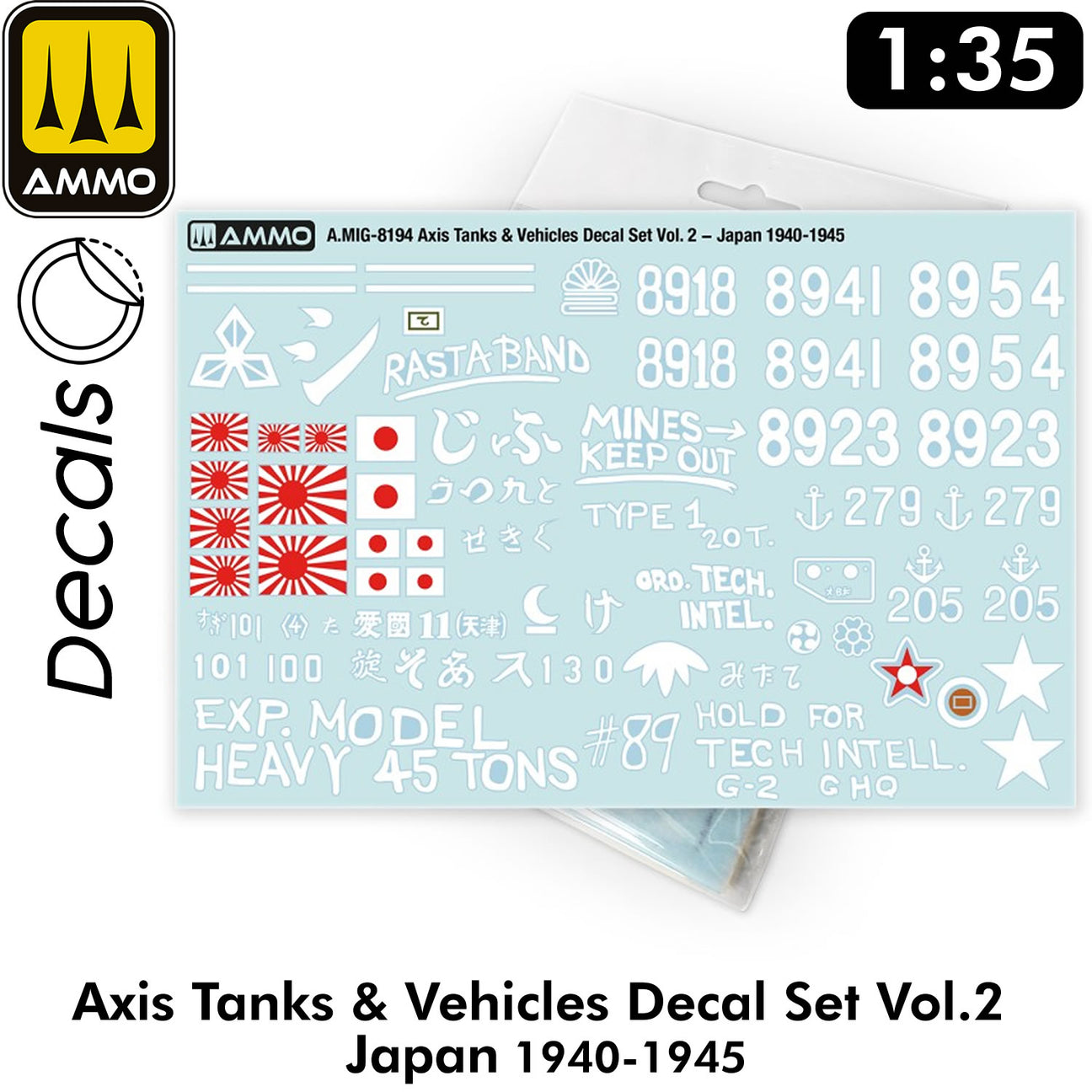 Axis Tanks & Vehicles DECAL SET Vol.2 Japan 1940-1945 Insignia | Ammo by Mig Jimenez