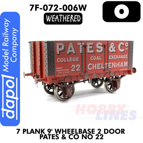 7 Plank 9' 2 Door Pates & Co No 22 Weathered Wagon | Dapol | 7F-072-006W