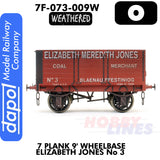 7 Plank 9'  Wagon Three Door Elizabeth Jones No3 - Weathered | Dapol | 7F-073-009W
