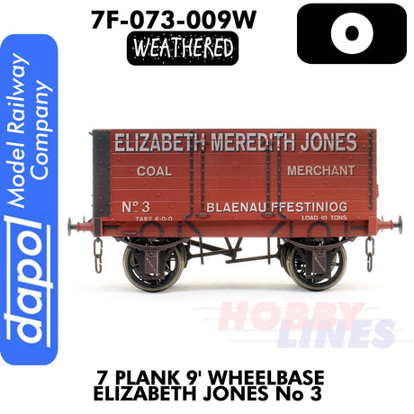 7 Plank 9'  Wagon Three Door Elizabeth Jones No3 - Weathered | Dapol | 7F-073-009W