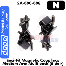 Load image into Gallery viewer, Easi-Fit magnetic couplings 7.6mm NSPARE8 N Gauge 5 pair Dapol 2A-000-008
