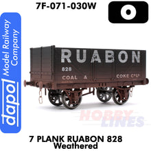 Load image into Gallery viewer, 7 Plank Wagon RUABON 828 Weathered 1:43 O gauge Dapol 7F-071-030W
